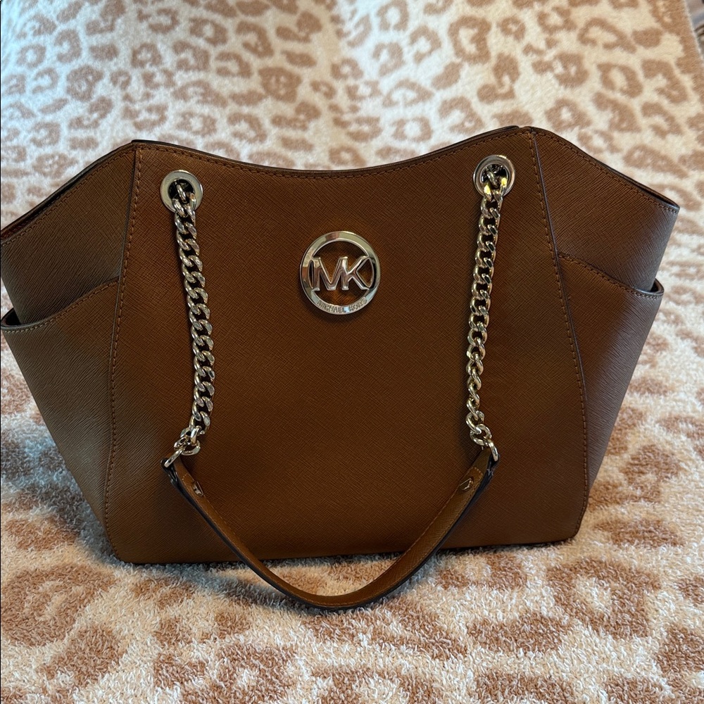 Michael Kors Tan Leather Tote with Gold Accents